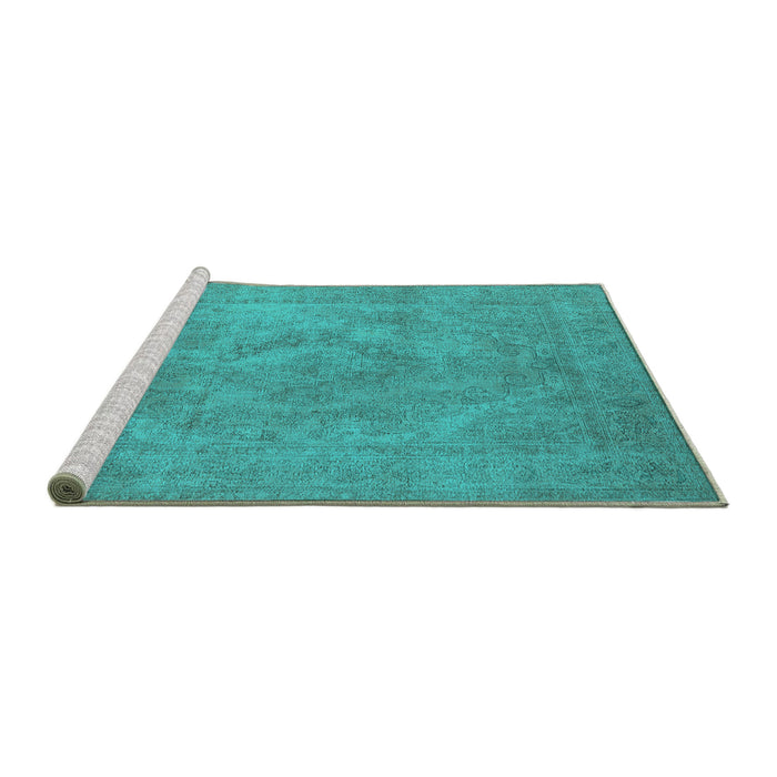 Sideview of Machine Washable Oriental Turquoise Industrial Area Rugs, wshurb1926turq