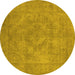 Round Oriental Yellow Industrial Rug, urb1926yw