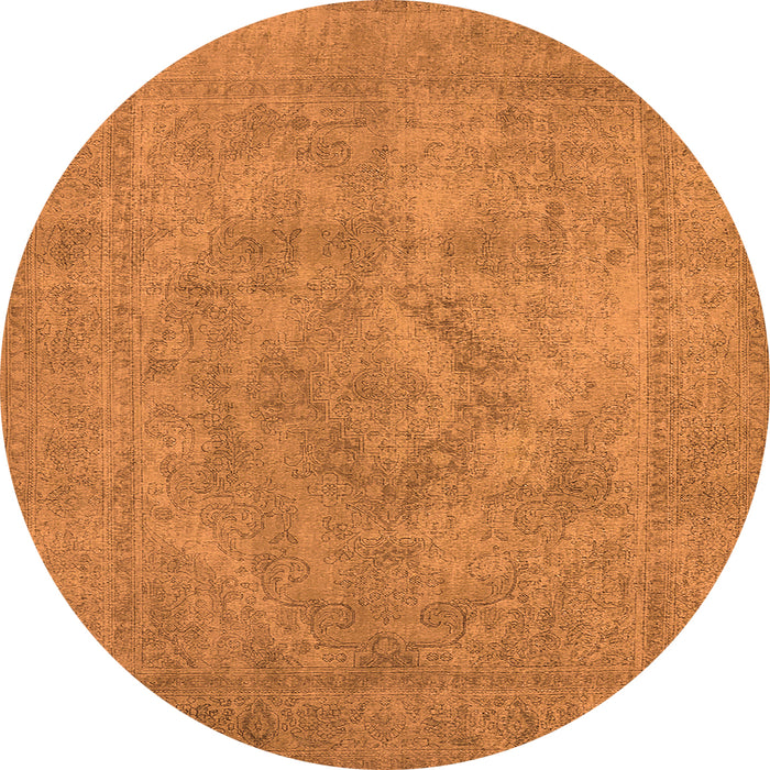 Round Machine Washable Oriental Orange Industrial Area Rugs, wshurb1926org