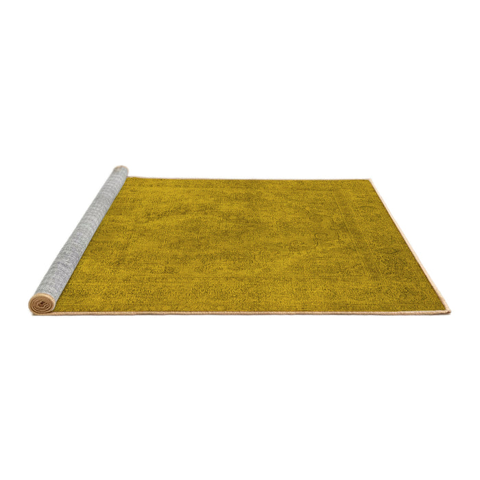 Sideview of Machine Washable Oriental Yellow Industrial Rug, wshurb1926yw