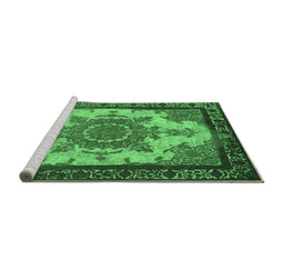 Sideview of Machine Washable Oriental Emerald Green Industrial Area Rugs, wshurb1927emgrn