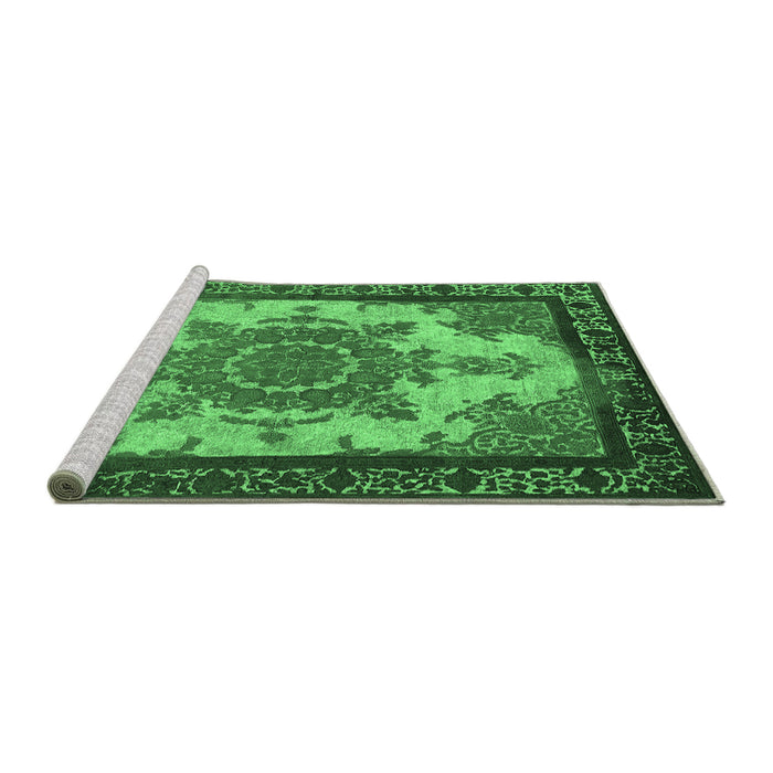 Sideview of Machine Washable Oriental Emerald Green Industrial Area Rugs, wshurb1927emgrn