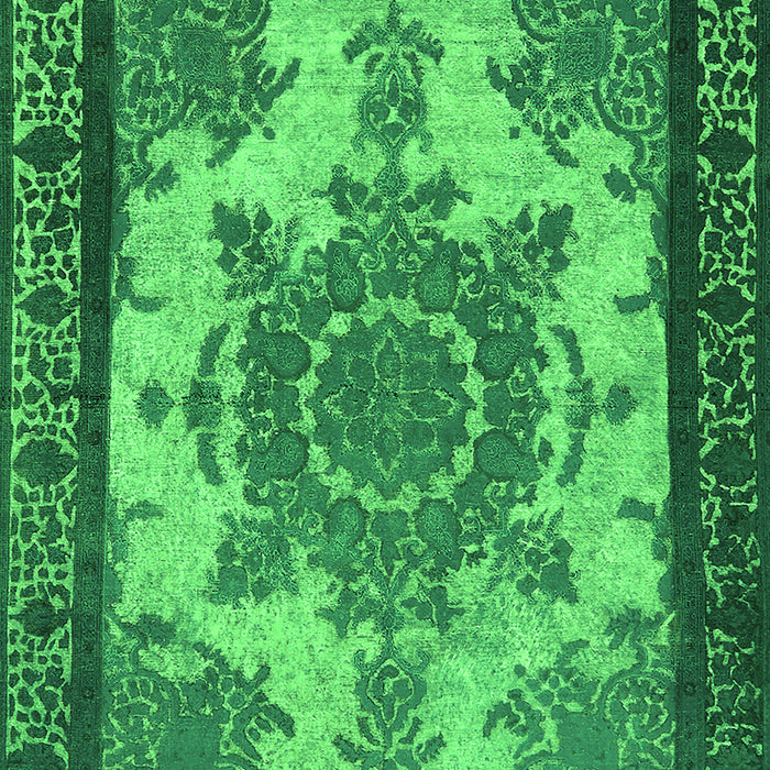 Machine Washable Oriental Green Industrial Area Rugs, wshurb1927grn