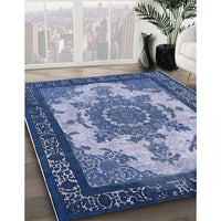 Mid-Century Modern Sapphire Blue Oriental Rug, urb1927