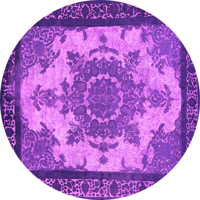 Round Machine Washable Oriental Pink Industrial Rug, wshurb1927pnk