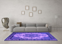 Machine Washable Oriental Purple Industrial Area Rugs in a Living Room, wshurb1927pur