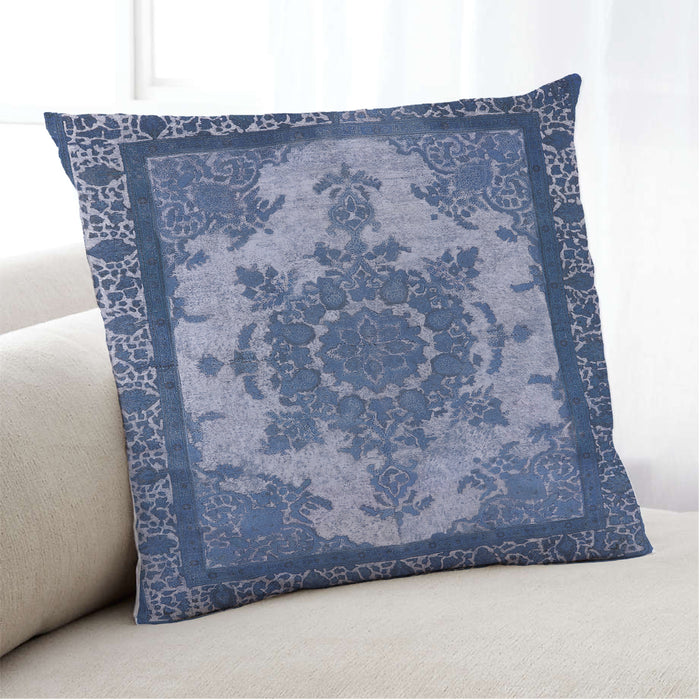 Lifestyle Image of Mid-Century Modern Urban Square Sapphire Blue Throw Pillow, 18 inch by 18 inch, pwurb1927