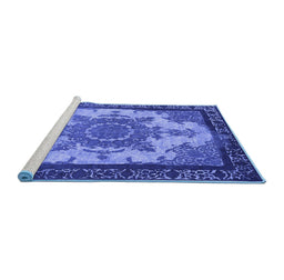 Sideview of Machine Washable Oriental Blue Industrial Rug, wshurb1927blu