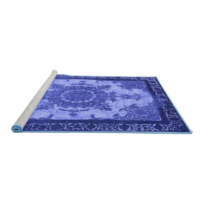 Sideview of Machine Washable Oriental Blue Industrial Rug, wshurb1927blu