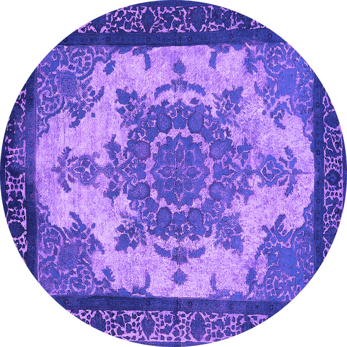 Round Machine Washable Oriental Purple Industrial Area Rugs, wshurb1927pur