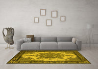 Machine Washable Oriental Yellow Industrial Rug, wshurb1927yw