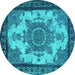 Round Oriental Turquoise Industrial Rug, urb1927turq