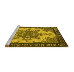 Sideview of Machine Washable Oriental Yellow Industrial Rug, wshurb1927yw