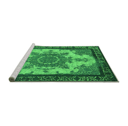 Sideview of Machine Washable Oriental Green Industrial Area Rugs, wshurb1927grn
