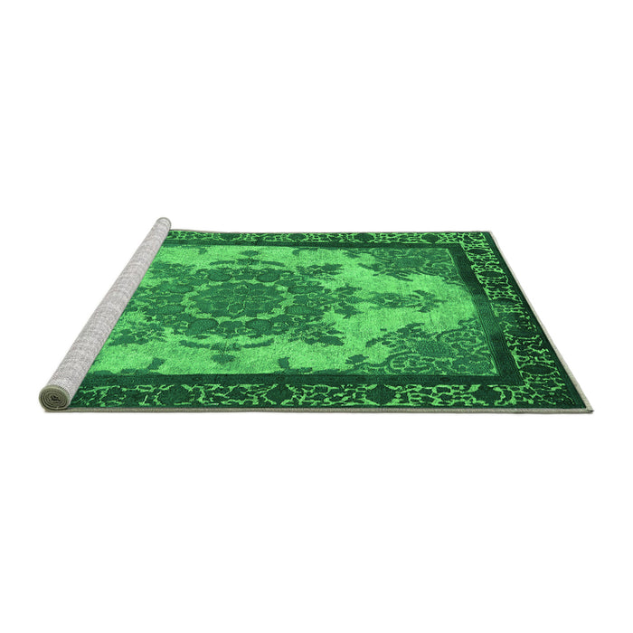 Sideview of Machine Washable Oriental Green Industrial Area Rugs, wshurb1927grn