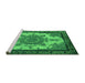 Sideview of Machine Washable Oriental Green Industrial Area Rugs, wshurb1927grn