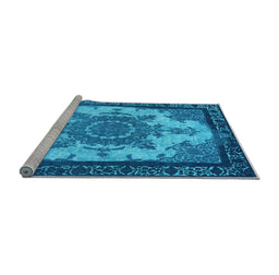 Sideview of Machine Washable Oriental Light Blue Industrial Rug, wshurb1927lblu