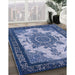 Mid-Century Modern Sapphire Blue Oriental Rug in Family Room, urb1927