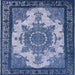 Square Mid-Century Modern Sapphire Blue Oriental Rug, urb1927