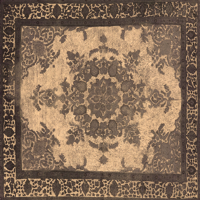 Square Machine Washable Oriental Brown Industrial Rug, wshurb1927brn