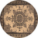 Round Oriental Brown Industrial Rug, urb1927brn