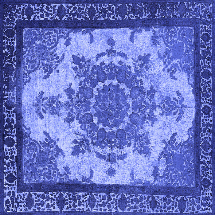 Square Machine Washable Oriental Blue Industrial Rug, wshurb1927blu
