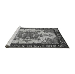 Sideview of Machine Washable Oriental Gray Industrial Rug, wshurb1927gry