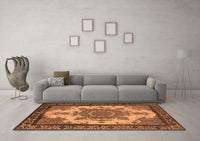 Machine Washable Oriental Orange Industrial Rug, wshurb1927org