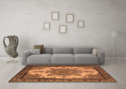 Machine Washable Oriental Orange Industrial Area Rugs in a Living Room, wshurb1927org