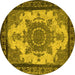 Round Oriental Yellow Industrial Rug, urb1927yw