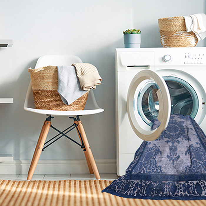 Machine Washable Industrial Modern Sapphire Blue Rug in a Washing Machine, wshurb1927