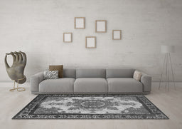Machine Washable Oriental Gray Industrial Rug in a Living Room,, wshurb1927gry