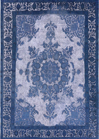 Machine Washable Industrial Modern Sapphire Blue Rug, wshurb1927