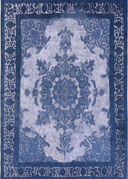 Machine Washable Industrial Modern Sapphire Blue Rug, wshurb1927