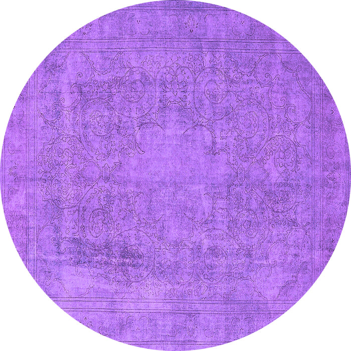 Round Oriental Purple Industrial Rug, urb1928pur