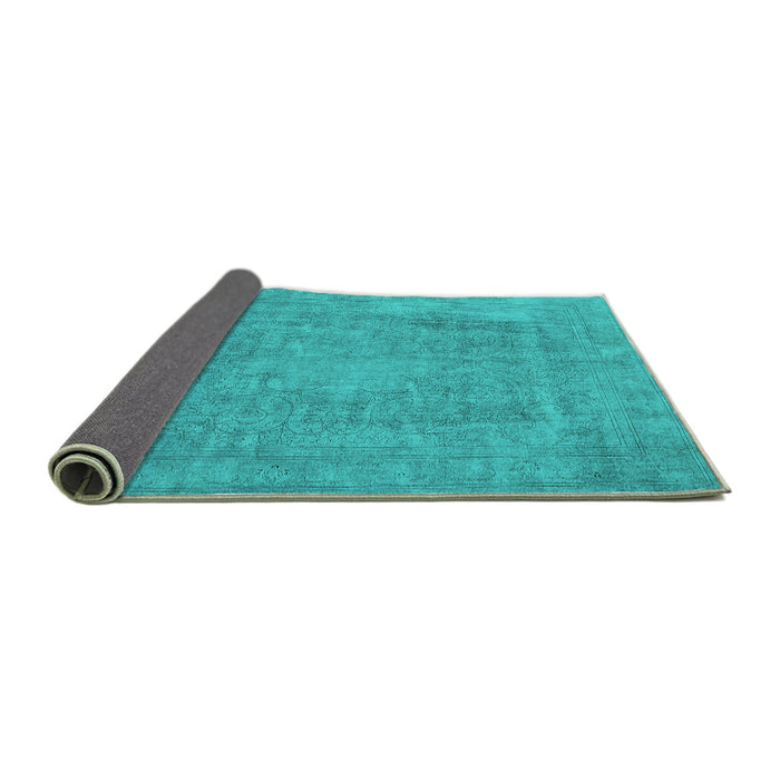 Sideview of Oriental Turquoise Industrial Rug, urb1928turq