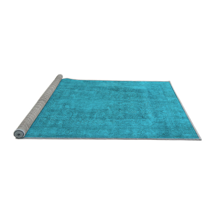 Sideview of Machine Washable Oriental Light Blue Industrial Rug, wshurb1928lblu