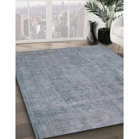 Mid-Century Modern Blue Gray Oriental Rug, urb1928