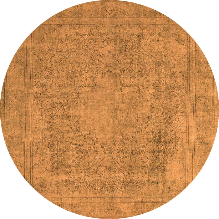 Round Machine Washable Oriental Orange Industrial Area Rugs, wshurb1928org