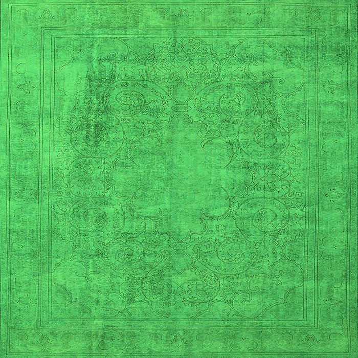 Square Oriental Green Industrial Rug, urb1928grn