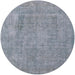 Round Mid-Century Modern Blue Gray Oriental Rug, urb1928