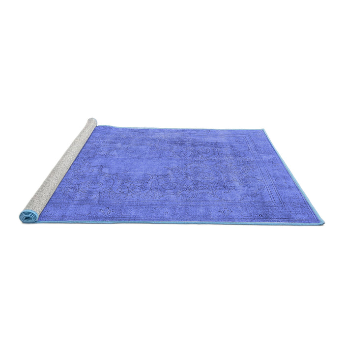 Sideview of Machine Washable Oriental Blue Industrial Rug, wshurb1928blu