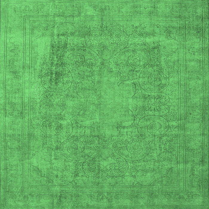 Square Machine Washable Oriental Emerald Green Industrial Area Rugs, wshurb1928emgrn