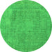 Round Oriental Green Industrial Rug, urb1928grn