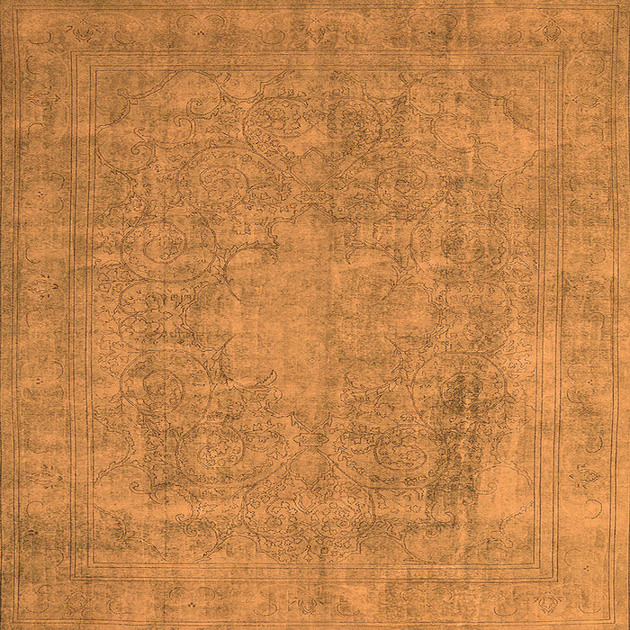 Square Machine Washable Oriental Orange Industrial Area Rugs, wshurb1928org