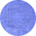 Round Oriental Blue Industrial Rug, urb1928blu