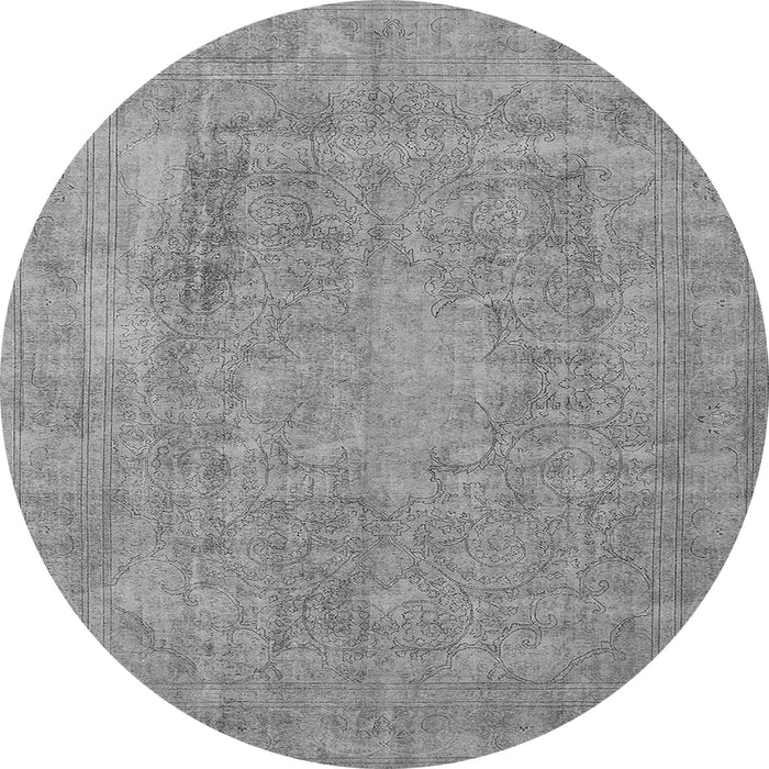 Round Machine Washable Oriental Gray Industrial Rug, wshurb1928gry