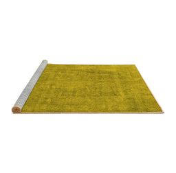 Sideview of Machine Washable Oriental Yellow Industrial Rug, wshurb1928yw