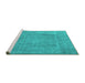 Sideview of Machine Washable Oriental Turquoise Industrial Area Rugs, wshurb1928turq