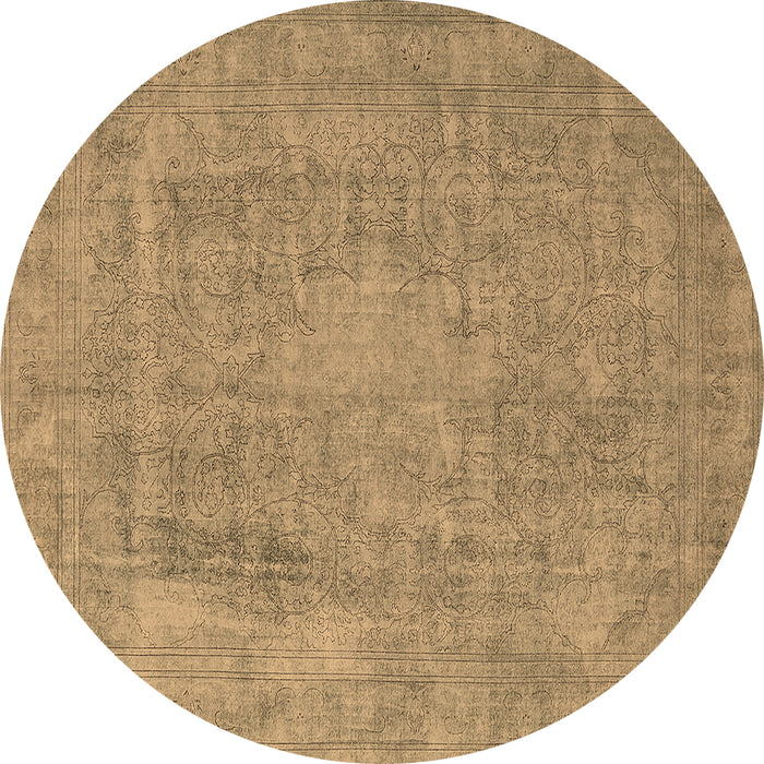 Round Oriental Brown Industrial Rug, urb1928brn